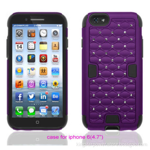 Crystal Diamond Hybrid Phone Case for iPhone 6 & iPhone 6 Plus, Rhinestone Studded, PC+SiliconeNew